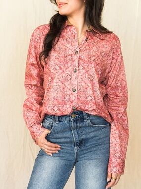 Madison Creek Outfitters Pink Western Button Up Shirt XL Cotton Turkey
